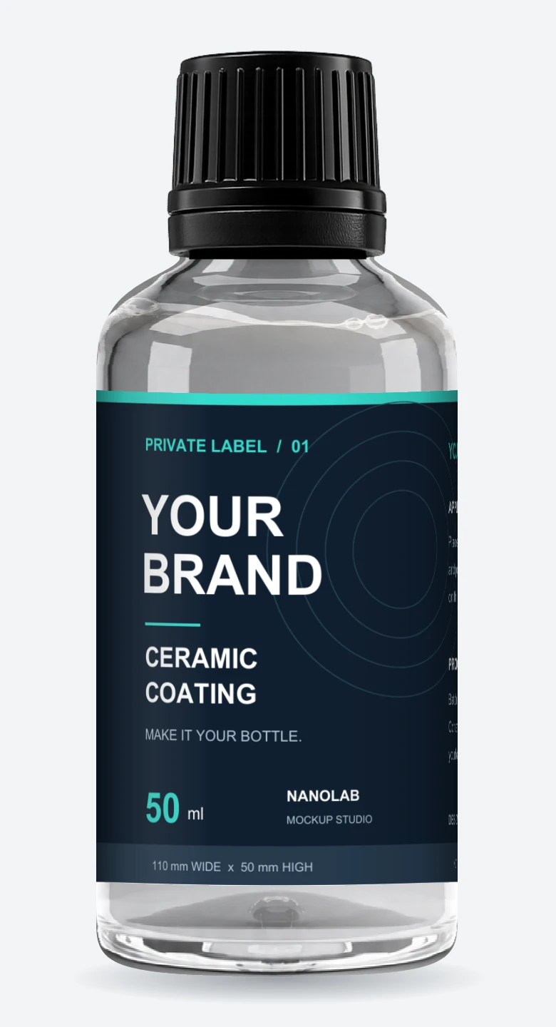 50 ml bottle with a sample label. Upload your design to replace it.