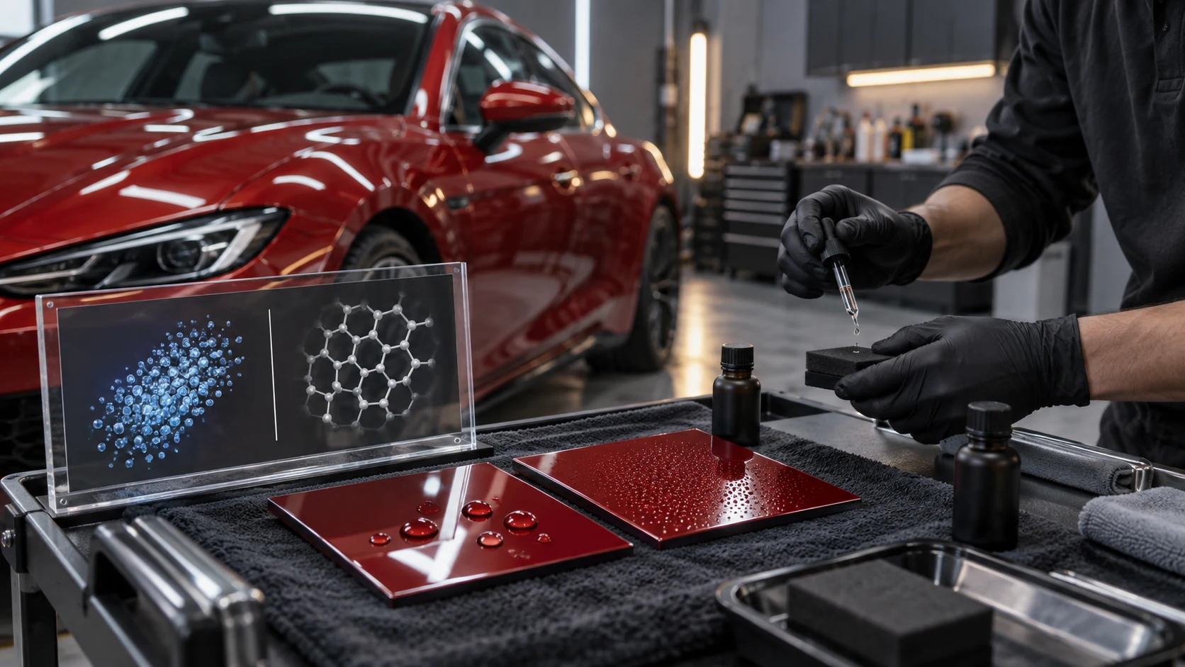 Editorial illustration: Nano vs. Ceramic: Understanding the Difference in Coating Technology