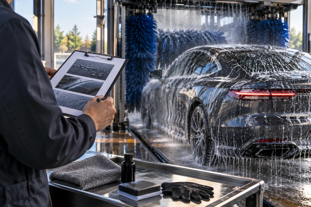 Editorial illustration: Can a Ceramic-Coated Car Use an Automatic Car Wash?