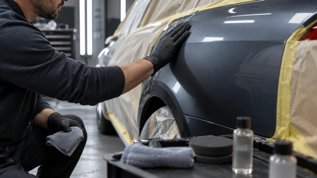 Editorial illustration: Ceramic Coating a Repainted Panel: What to Confirm