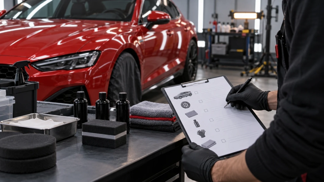 Editorial illustration: Planning a Ceramic Coating Workday