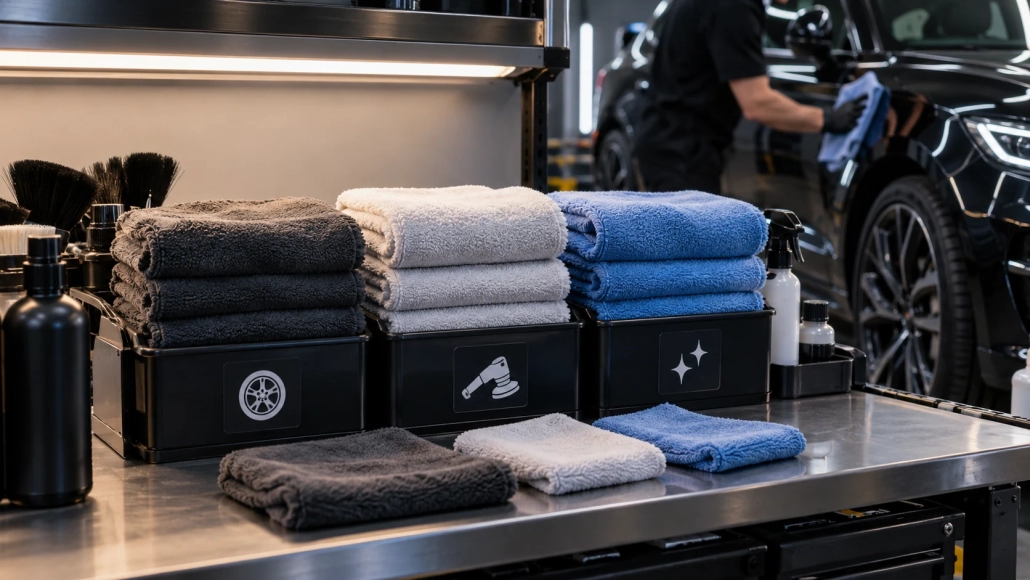 Editorial illustration: Organising Towels in a Detailing Workshop