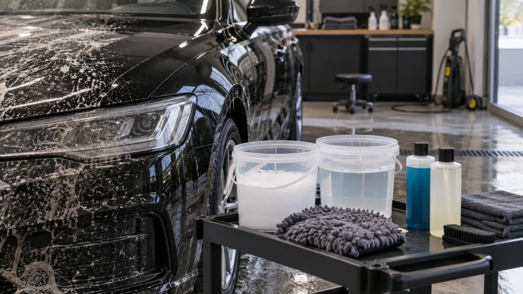 Editorial illustration: Maintenance Wash or Preparation Wash: Which Does the Car Need?