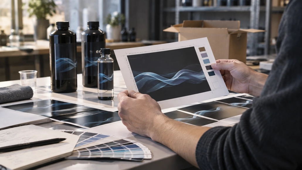 Editorial illustration: Preparing Label Artwork for a Private Label Coating