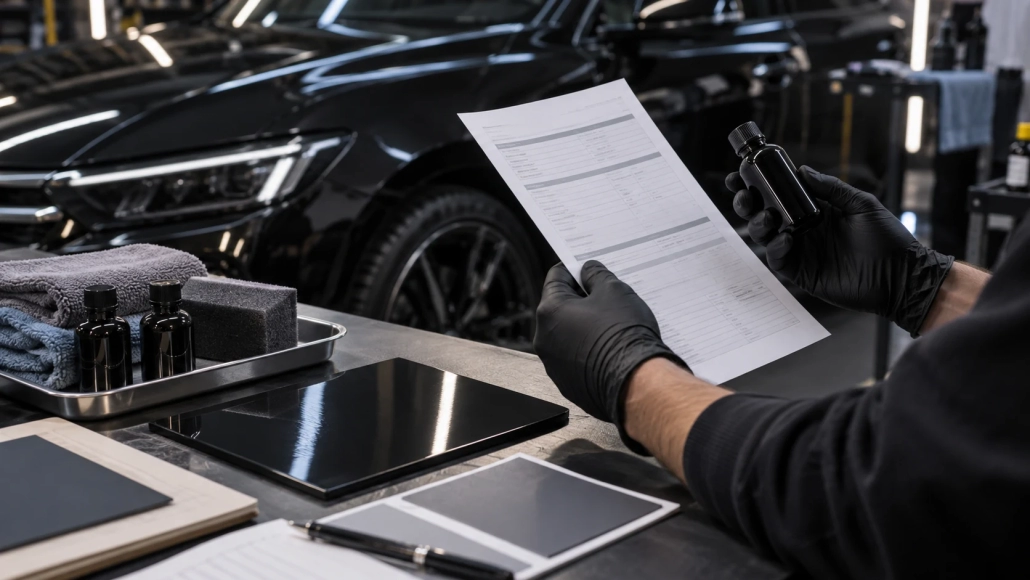 Editorial illustration: How to Read a Ceramic Coating Technical Data Sheet