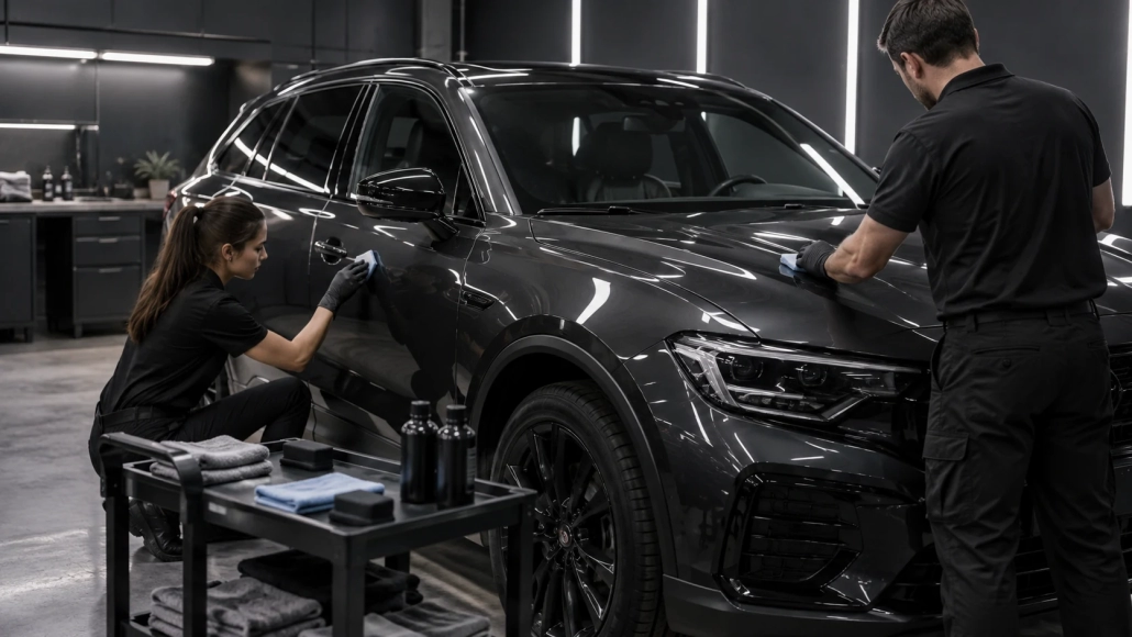 Editorial illustration: Coordinating Two Installers on a Ceramic Coating Job
